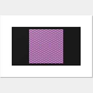 Purple Wavy Lines Repeat Pattern Posters and Art